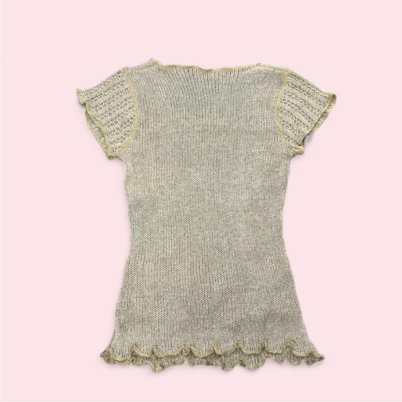 SOLD- Vintage Beige Ruffle Knit Top - Picture 4 of 6